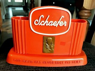 Vintage Schaefer Beer Foam Scraper Holder / Back Bar Display Brooklyn Ny