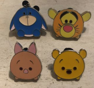 Disney Trader Pin Set Of 4 Winnie The Pooh Eeyore Piglet Tigger Tsum Tsum
