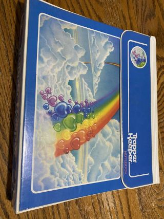 Vintage 80’s Mead Trapper Keeper Notebook Clouds Rainbow Hearts -