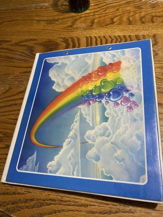 Vintage 80’s Mead Trapper Keeper Notebook Clouds Rainbow hearts - 3
