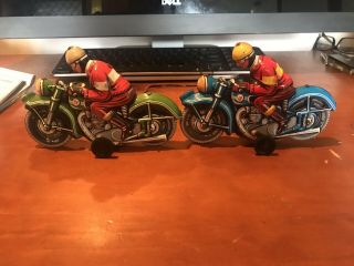 Vintage Tin Friction Toy Man On Motorbike Collectable Man Cave 2