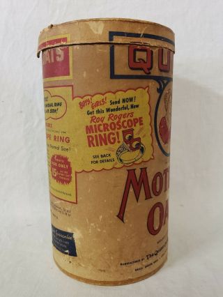 Quaker Oats Roy Rogers Microscope Ring Premium Offer Cereal Box Canister 1950s