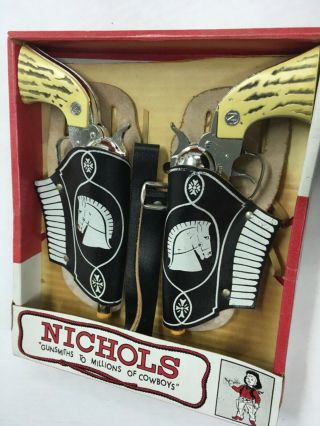 Vintage Nichols Cowpuncher Cap Guns And Holster Boxed Set