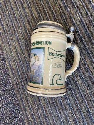 Vtg 1992 Michgan Budweiser Ducks Unlimited Stein Partners In Conservation 0751 3