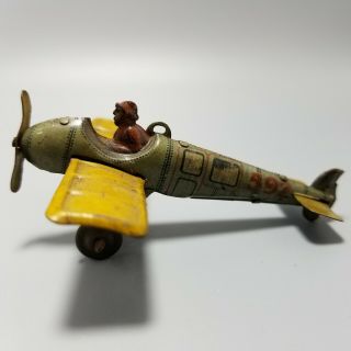 Vintage Prewar German Tin Penny Toy Airplane,  Distler 592