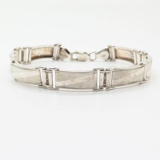 925 Sterling Silver Vintage Panel Link Bracelet 7 3/4 