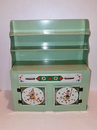 Vintage Wolverine 1950s Tin Kitchen Cabinet Hutch Metal Dutch Children Litho