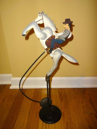 Vintage Folk Art Metal Cowboy On Horse Pendulum Balancing Toy