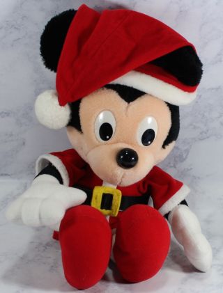 Retro 1988 Playschool Walt Disney Mickey Mouse Christmas Santa Plush Doll 16 "