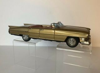 Vintage B Bandai Japan Tin Gold Cadillac Battery Opperated Toy Car