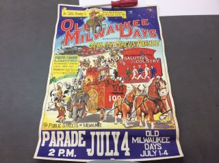 Old Milwaukee Days Schlitz Brewing Co.  Circus & Parade Poster 1966