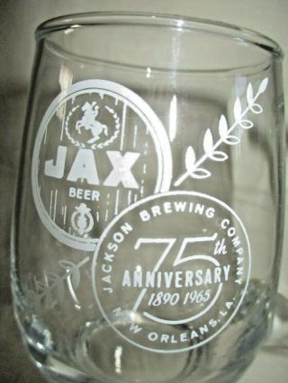1890 1965 75th Anniversary JACKSON BREWERY Jax Beer Etched GLASS MUG Man Cave 2