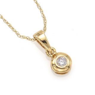 Vintage 14k Yellow Gold Diamond Pendant Necklace 18 Inches