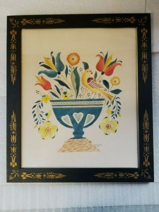 Gorgeous Large Vintage Theorem Painting,  Frame,  By Harriett West 1984