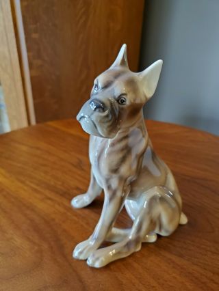 Vintage Wein Keramos Austria Boxer Dog Porcelain Figurine Statue 6 1/4 "