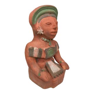 Vintage Large Pre Columbian Mayan Aztec Terracotta Figure Statue