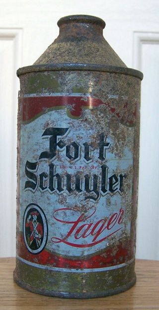 Fort Schuyler Lager High Profile Cone Top Beer Can,  Utica,  Ny,  12 Oz,  Patriot