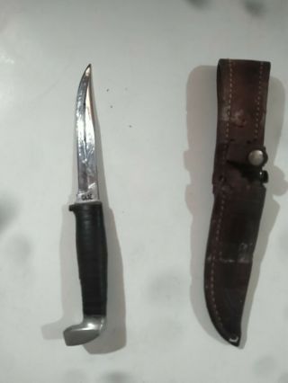 A2) Vintage Case Xx Fixed Blade Knife With Leather Sheath