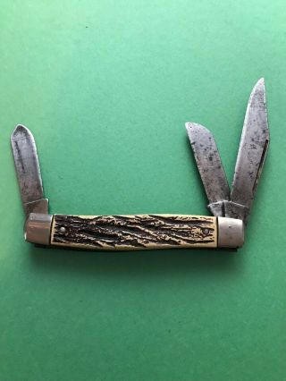Vintage Colonial Prov 3 Blade Folding Pocket Knife Usa