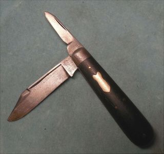 Antique York Knife Co Walden 2 Carbon Blade Pocket Knife Bomb On Wood Handle