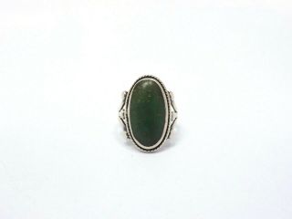 Vintage Native American Silver Green Turquoise Oval Ring,  Size 5.  5