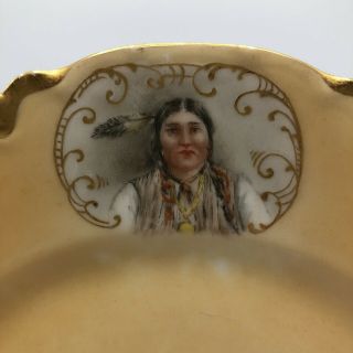 Vintage Haviland Hand Painted Portrait Plate Native American Indian Women 2