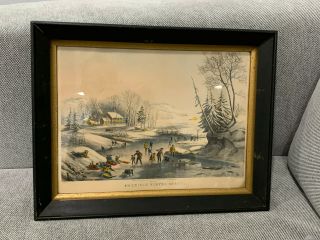 Vintage Possibly Antique Currier & Ives Morning American Winter Scenes Art Print