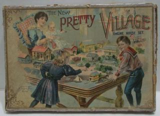 1897 The Pretty Village Engine House Set,  Mcloughlin Bros.