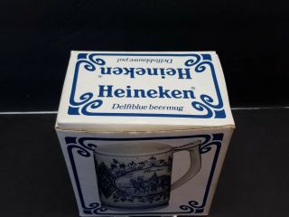 Vintage Heineken Delft Blue White Ceramic Beer Mug Stein Horse Carriage Windmill 3