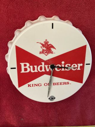 Vintage Budweiser Beer Bottle Cap Advertising Wall Clock King Of Beers Bud Sign
