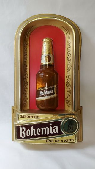 Vintage Bohemia Beer Sign - With Plastic Bottle Insert -