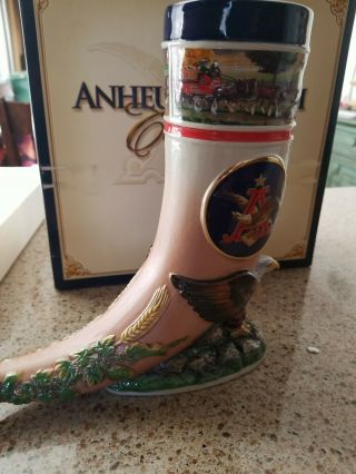 Anheuser - Busch Traditions Ceramic Horn 2005 Cs627 Beer Stein Boot