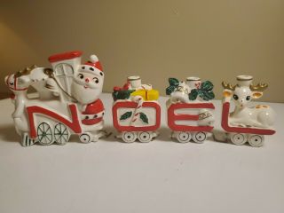 Vintage Commodore Christmas Noel Santa Train Candleholder Japan
