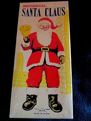 Vintage 60’s Santa Claus Japan Tin Wind Up Toy Bell Ringer Windup N.  O.  S