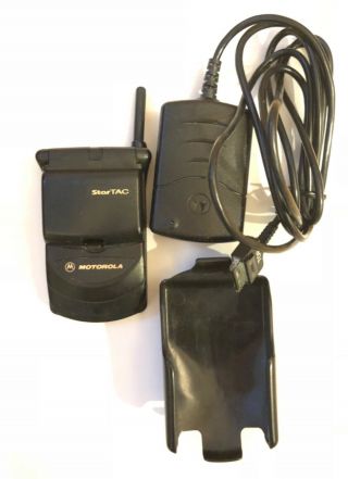 Vintage Motorola Startac St7868w Flip Cell Phone - Verizon - Belt Clip & Charger