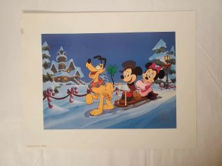 Vintage Disney Mickey ' s Once Upon a Christmas 1999 Lithograph - The Disney Store 2