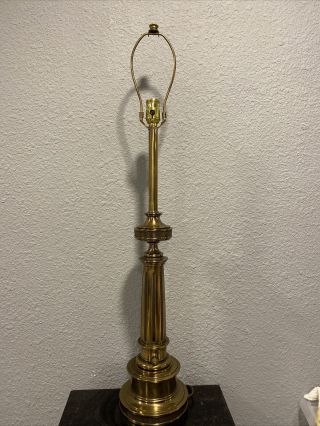Vintage Stiffel Parzinger Design Brass Table Lamp 36.  5” Tall,  6.  5” Base