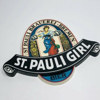 Vintage St.  Pauli Girl Beer Sign 15 X 12” Embossed (ii)