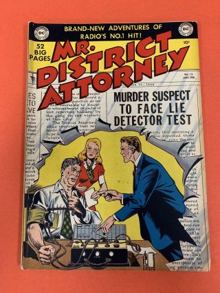 Mr.  District Attorney 13 (1950) Dc Comics - Vintage Crime Goldenage Comic Book