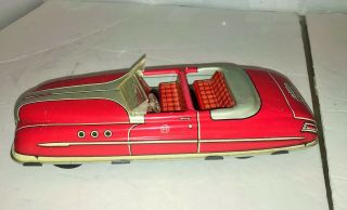 Vintage 40s 50s Marx Tin Litho Mechanical Windup Roadster Red Toy Car 11 " Long