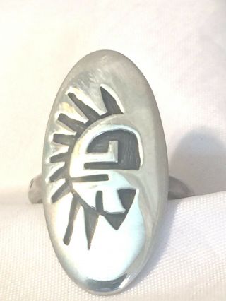 Vintage Sterling Silver Native American Hopi Ring Size 6 5.  8g Kachina Wings