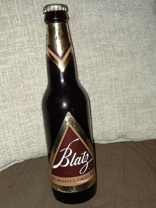 Blatz Beer Bottle Vintage Amber Glass Bottle Milwaukee 50s - 60s 12 Ounce Longneck