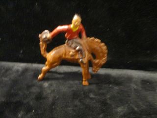 Manoil Barclay Grey Iron Cowboy On Horse Bucking Bronco Western Rodeo C207 Pa