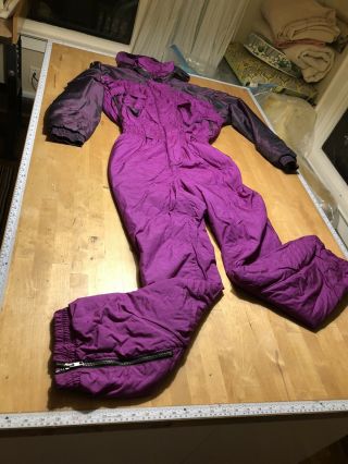 Vtg 80s 90s Mountain Goat One Piece Snow Ski Suit Purple Women’s S
