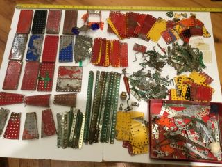 Vintage Old Meccano - 12 Lbs Of Body Parts,  Angled Connectors,  Girders And More
