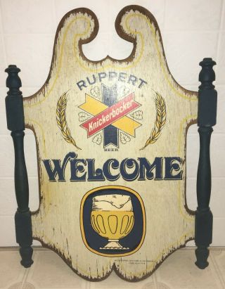 Vintage Ruppert Knickerbocker Beer Die Cut Store " Welcome " Wood Sign 17 " X24 "