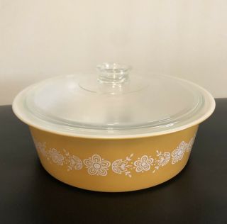 Vintage Pyrex 664 Butterfly Gold 4 Qt Big Bertha With Lid A
