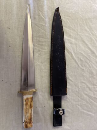 12” Arkansas Toothpick Bone Handle? Knife Unbranded With Sheath 12” Blade