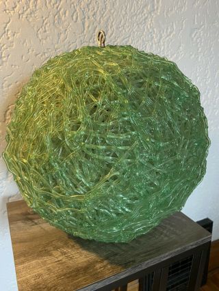 Vintage Mid Century Modern Lucite Spaghetti Swag Lamp Shade,  Large Green