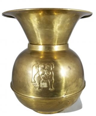 Vintage Brass Bull Dog Cut Plug Spitoon 10 1/4 Inches Tall